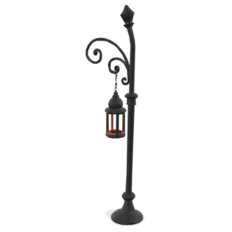 An ornate wrought-iron street lantern.