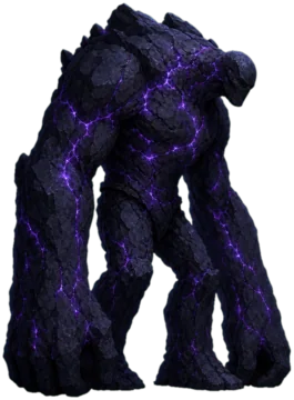 A hulking stone warden veined with violet light.