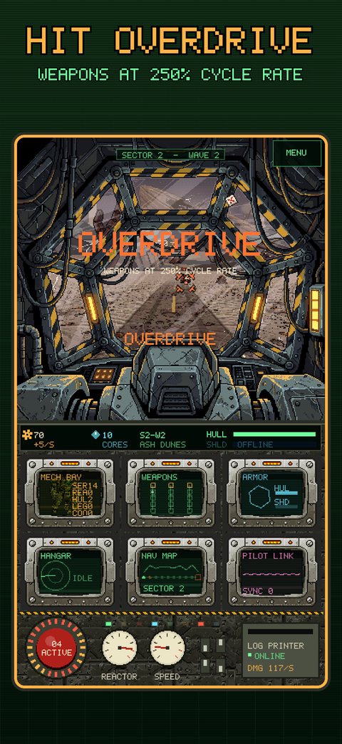 App Store screenshot: Hit Overdrive, with the Overdrive banner across the canopy glass