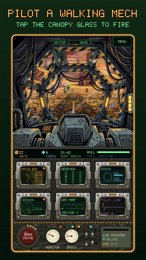 Google Play phone screenshot: Pilot a walking mech