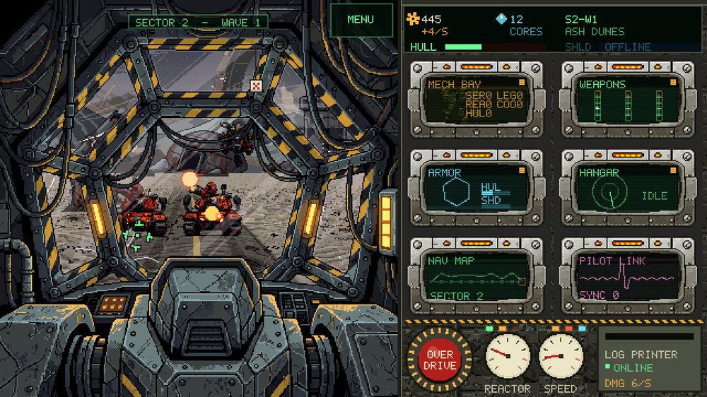 Google Play tablet screenshot: the landscape cockpit view with the console of monitors on the right
